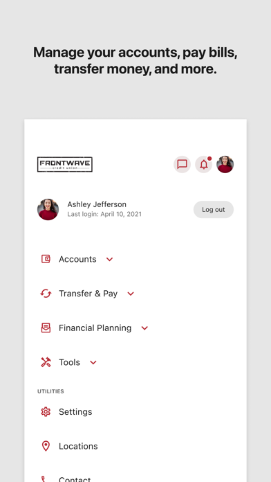 Frontwave Mobile Banking Screenshot