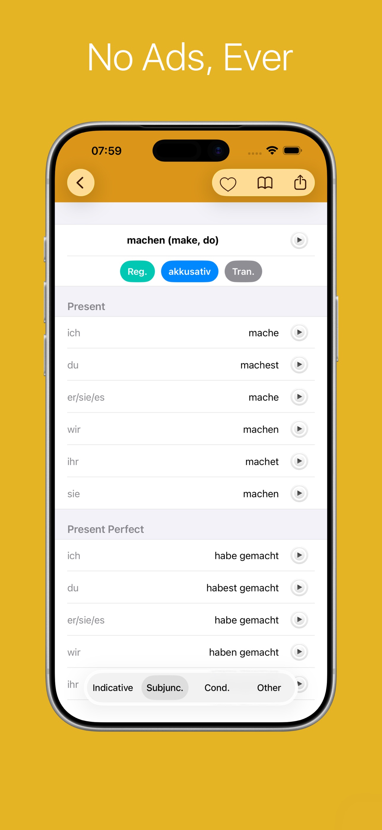 Screenshot 1 of German Verb Conjugator Pro