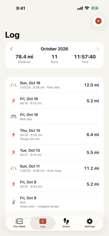 Stridebook: Running Log screenshot 2