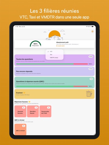 Examen VTC Taxi T3P CMA 2026 iPad screenshot