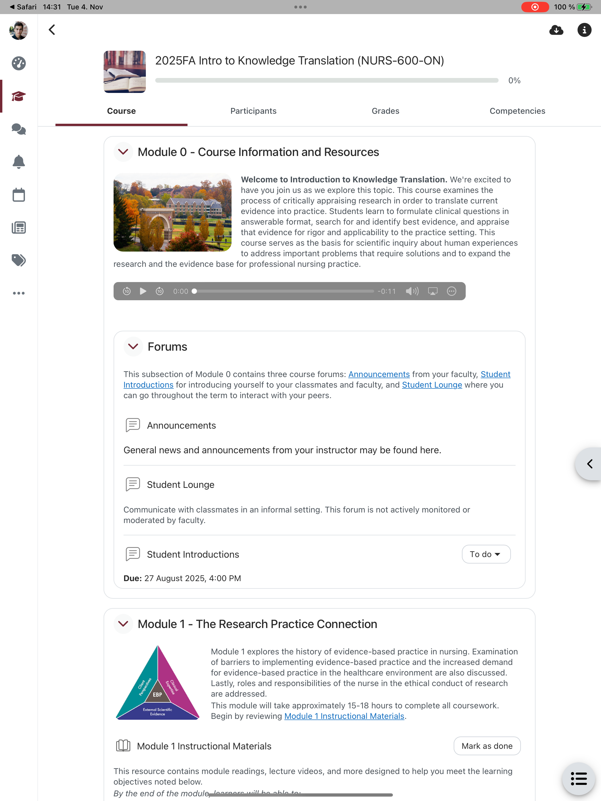 Bellarmine University Moodle screenshot 8