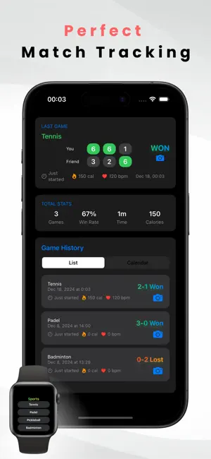 T-Score Tracker: Tennis Watch screenshot 1
