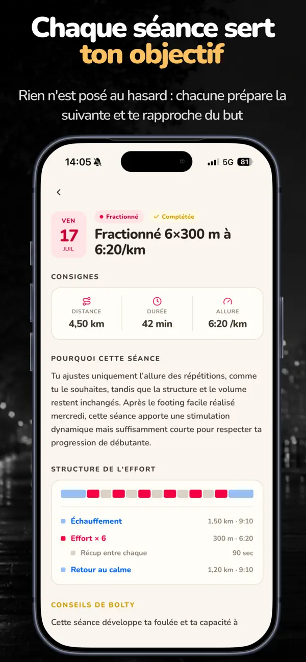 Screenshot #3 pour Bolty: Coach IA & Plan Running