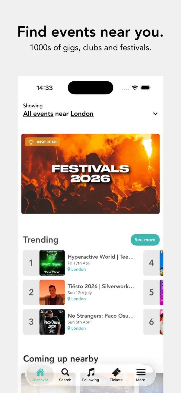 Screenshot #1 pour Skiddle: Events and Tickets