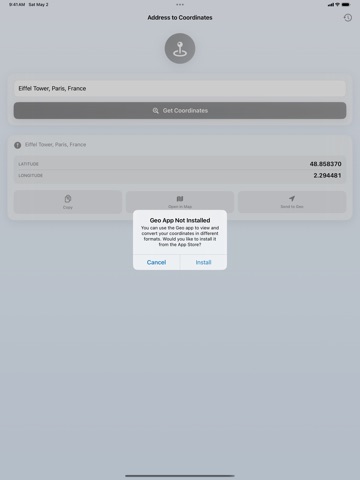 Addr: Address to Lat/Long iPad screenshot