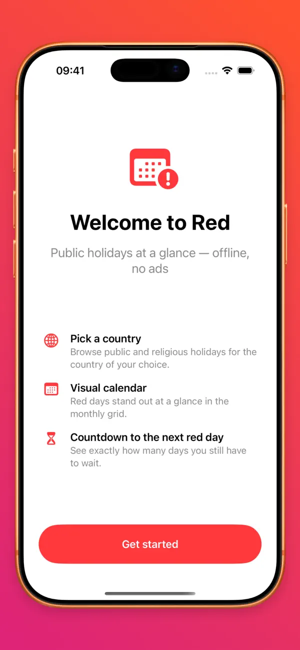 Screenshot #1 pour Red Days — Public Holidays