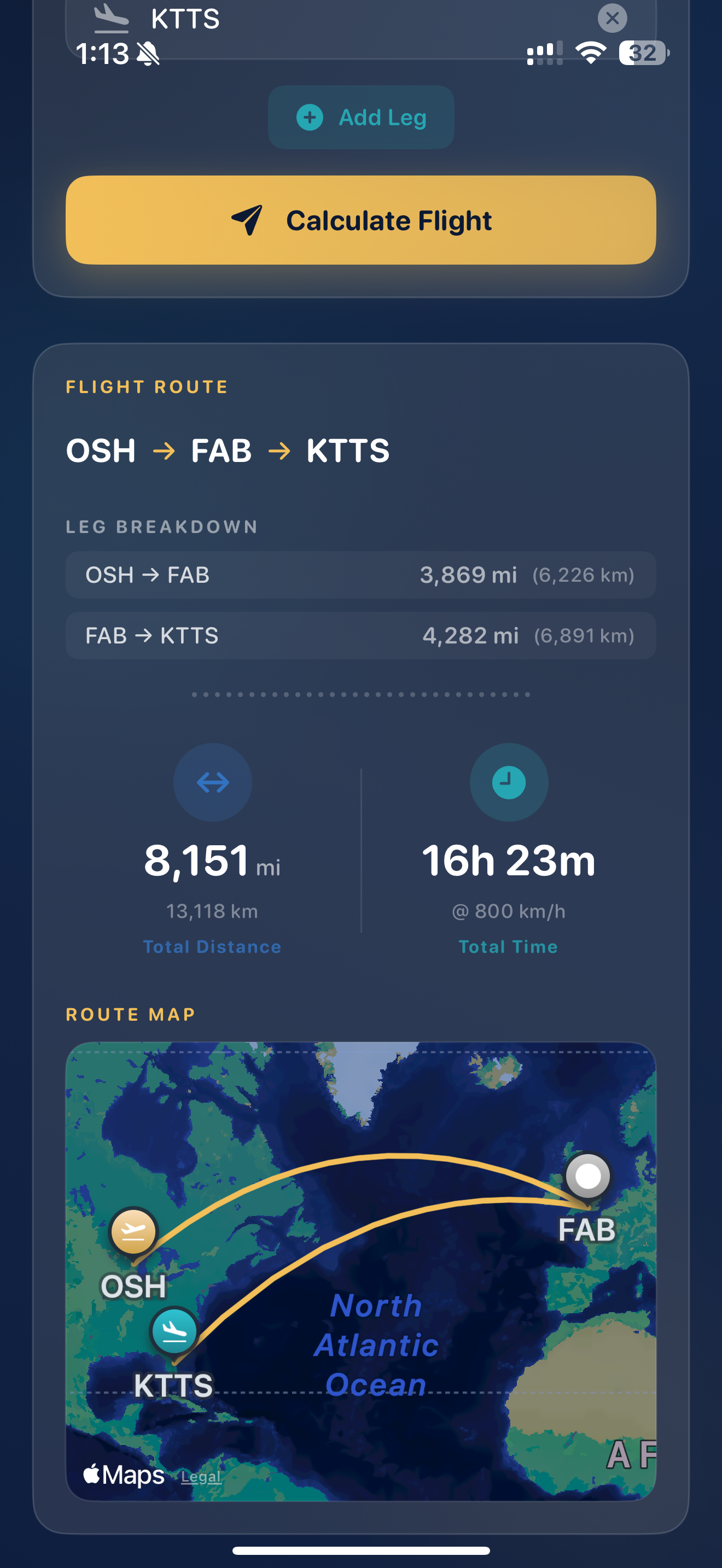 Flight Distances Calculator