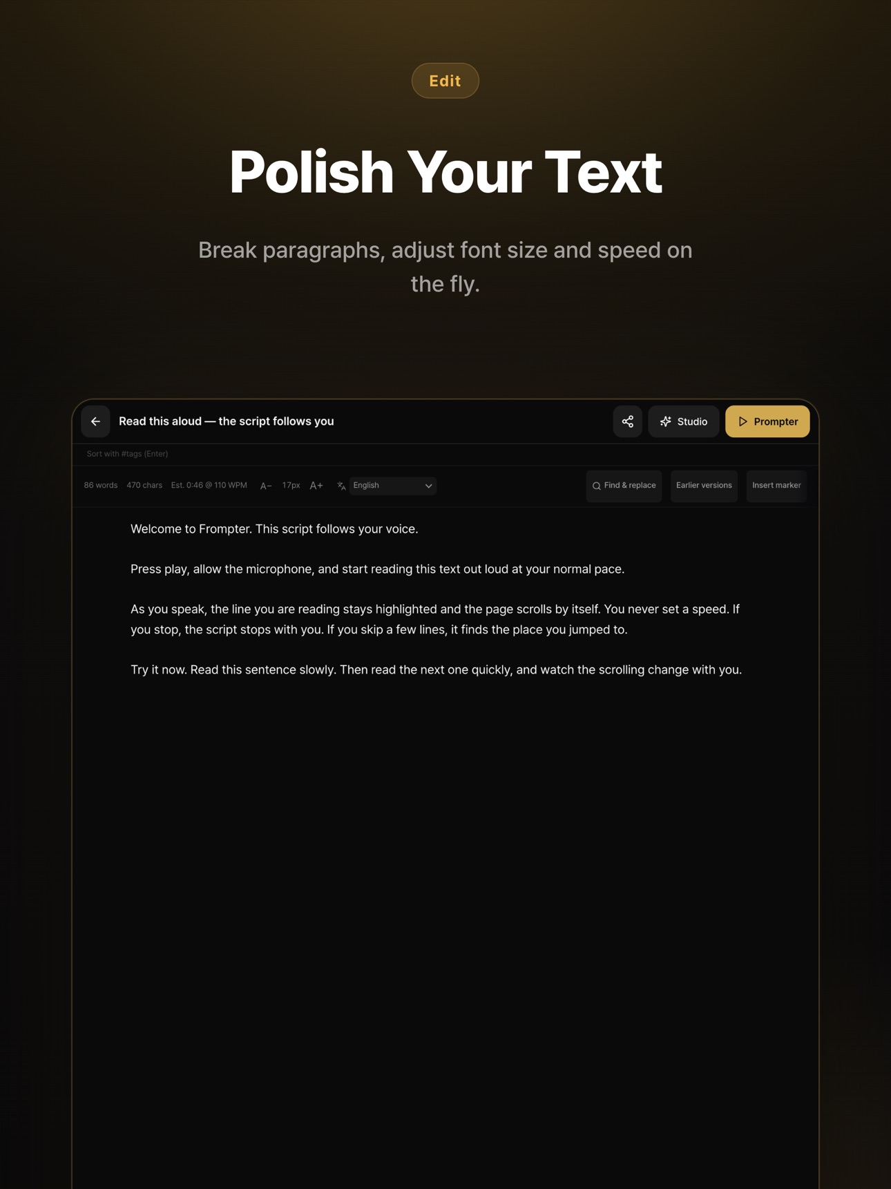 Screenshot 7 of Frompter - Voice Teleprompter