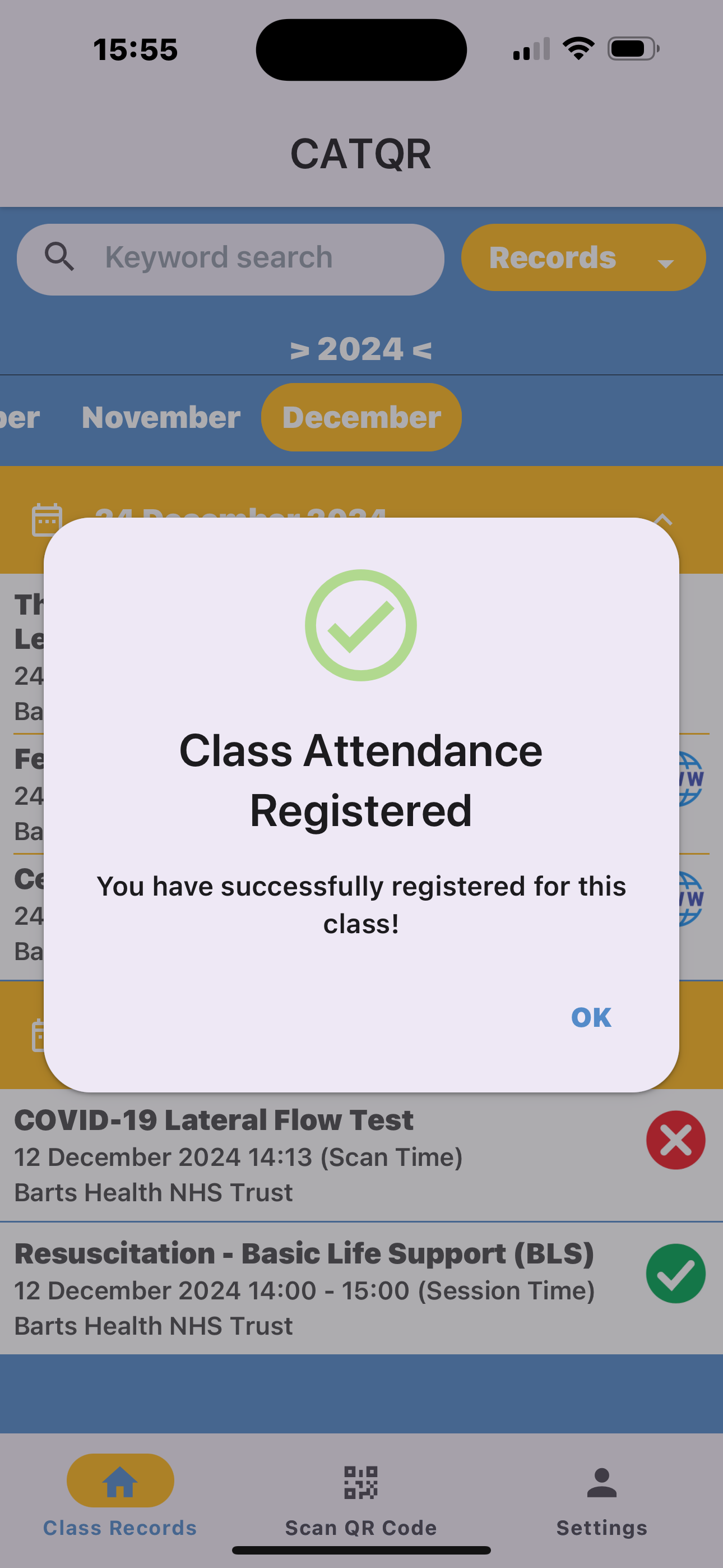 CATQR Class Attendance Tracker screenshot 2