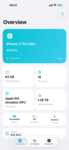 CPU Identifier app screenshot