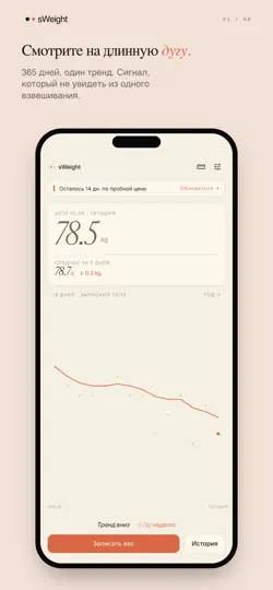 Скриншот SWeight - Трекер Похудения на iPhone 1