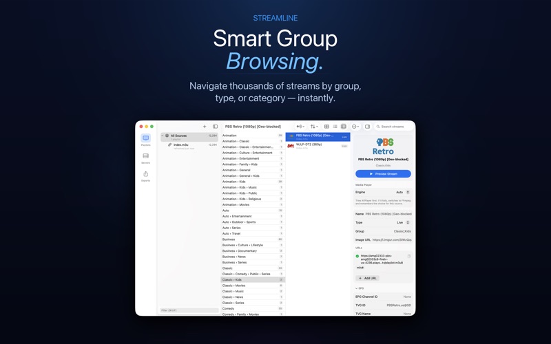 Streamline - IPTV & M3U Editor screenshot