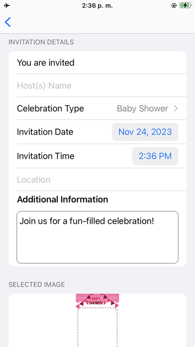 Digital invitation Screenshot