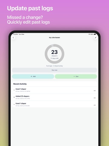 Diaper Tracker & Reminder iPad screenshot