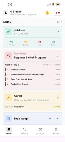 MyFitHQ iPhone screenshot