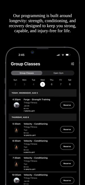 trilogy Fitness App 2.0 screenshot 3