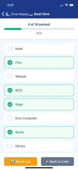 Scuba Gear Checklist screenshot 2