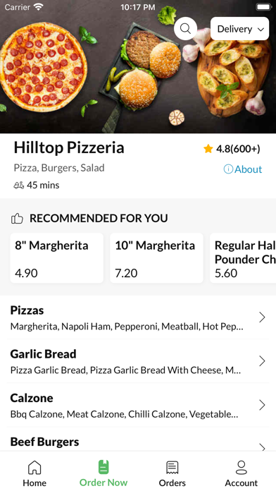 Hilltop Pizzeria Screenshot