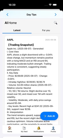 AI Investment Advice Calendar screenshot