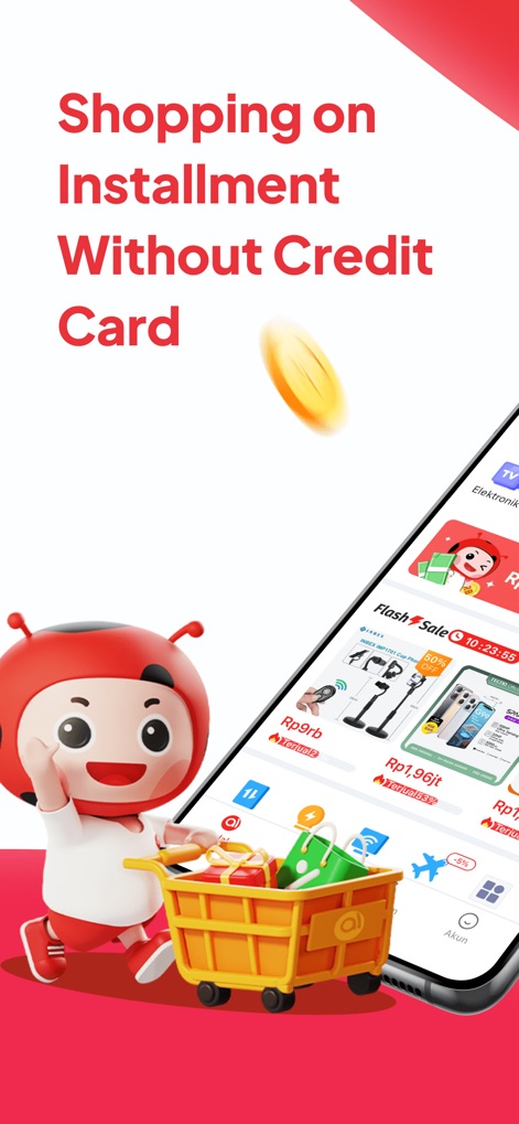 Akulaku-Installment Shopping - The app presents a vibrant marketplace showcasing various products and real-time flash sale promotions for budget-conscious users.