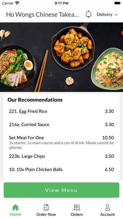 Ho Wongs Chinese Takeaway. Screenshot