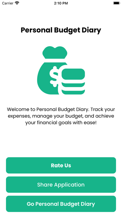 Personal Budget Diary Screenshot