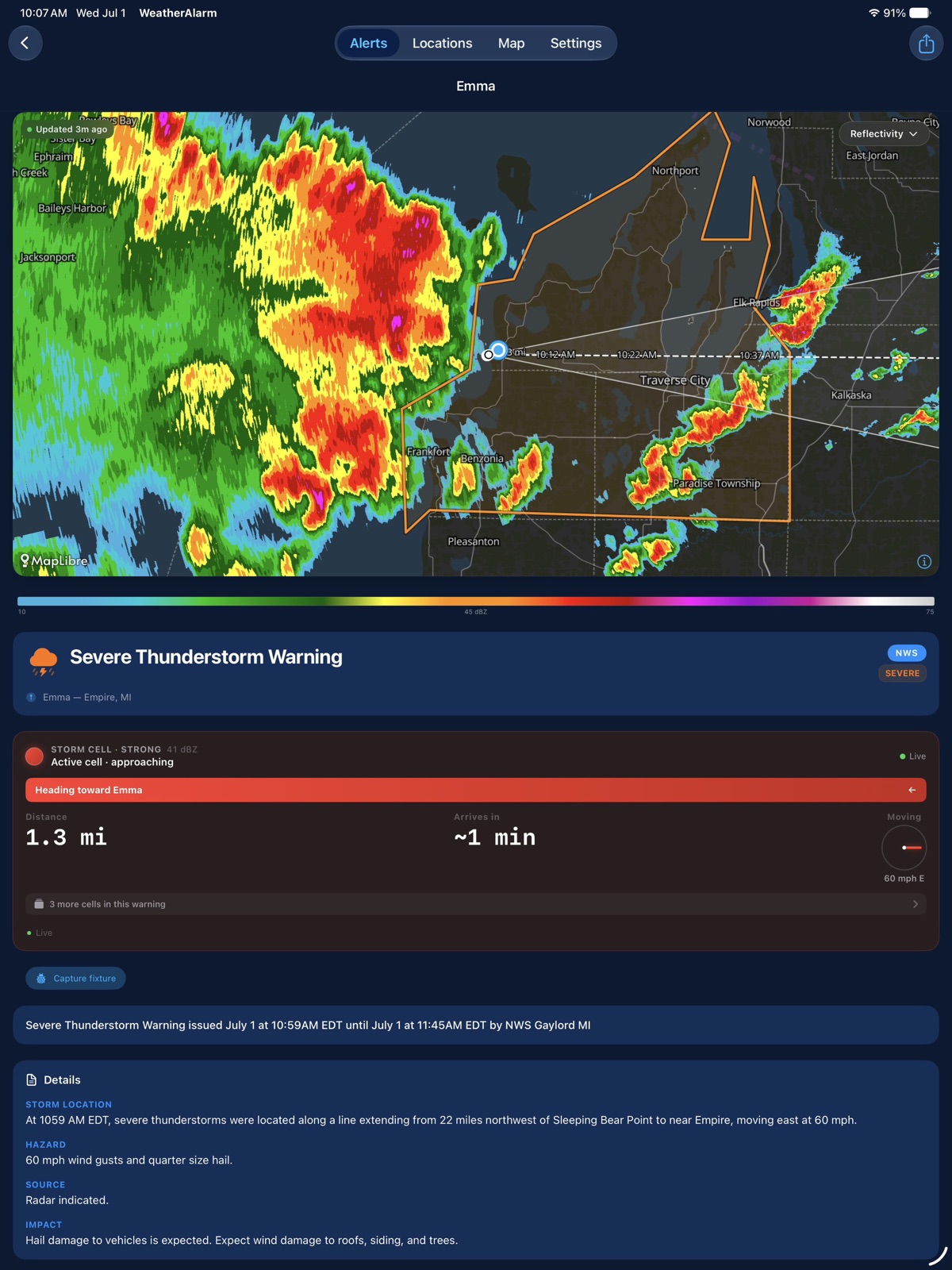WeatherAlarmApp ipad screenshot 4