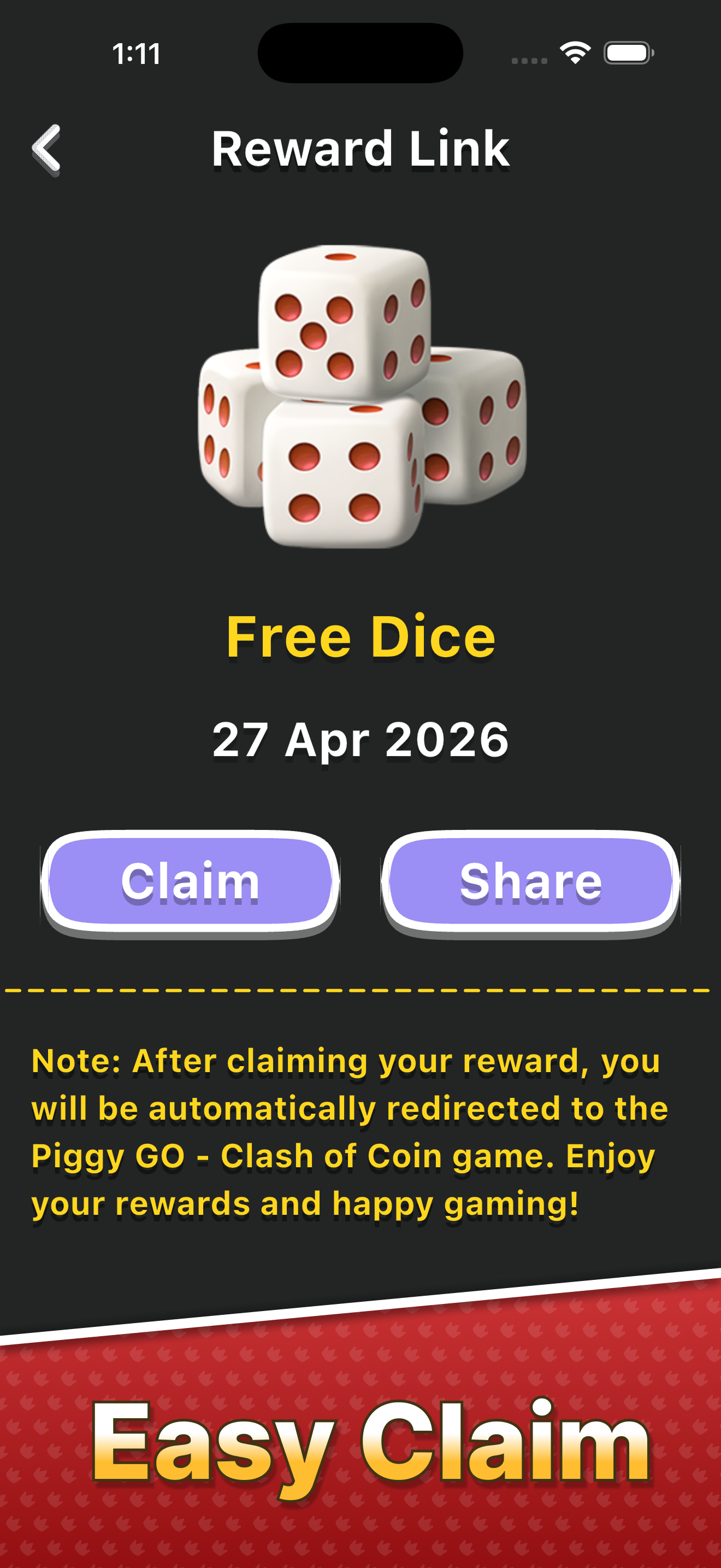 Piggy Go Dice Reward Links