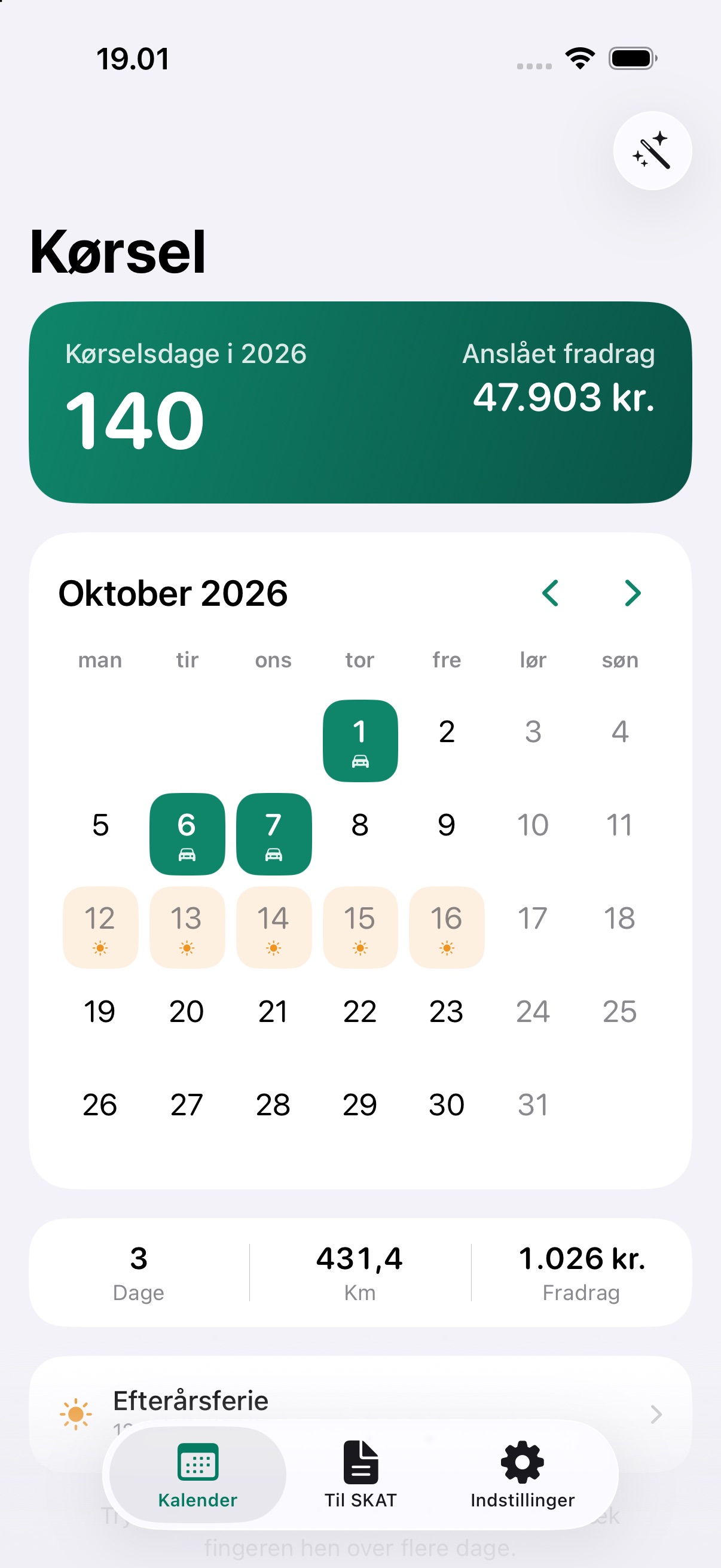 Screenshot 1 of Befordringsfradrag