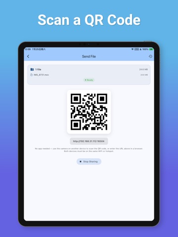 QRDrop: QR Code File Transfer iPad screenshot