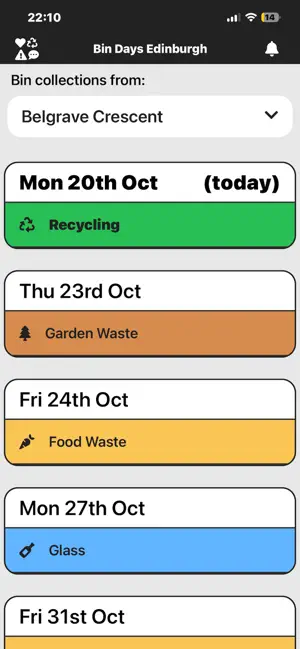 Bin Days Edinburgh Recycling screenshot 2