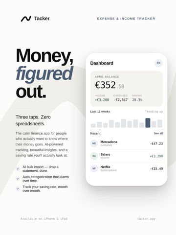 Tacker - Finance Manager iPad screenshot