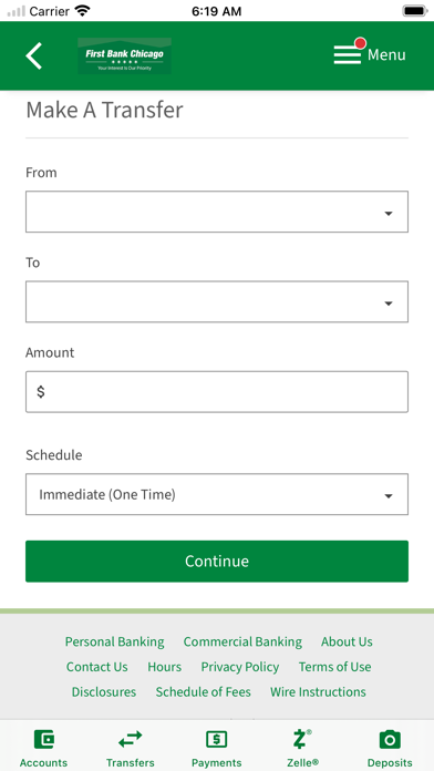 First Bank Chicago Personal Screenshot
