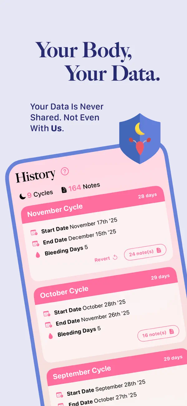 Screenshot #3 pour Phases: Private Period Tracker