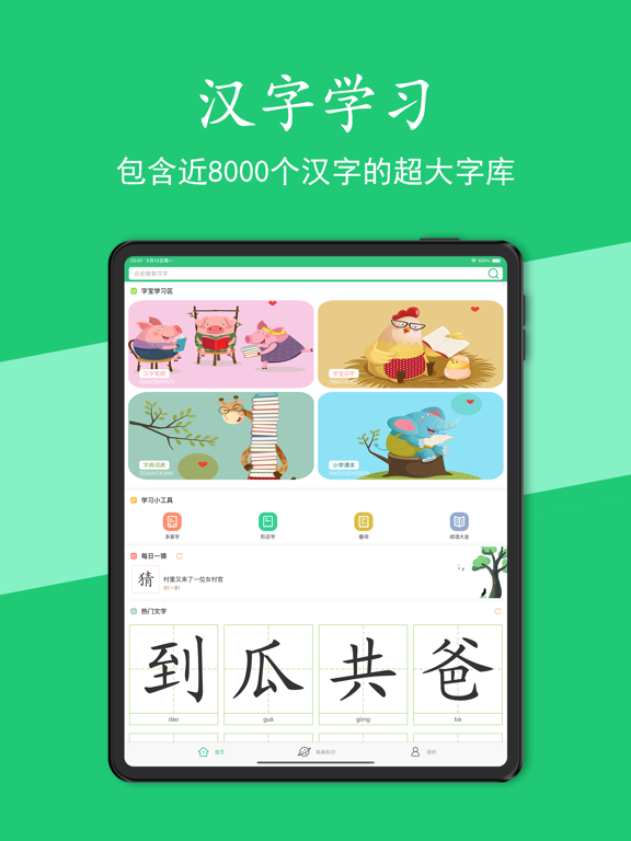 汉字宝 - 查询汉字笔顺，正确书写汉字 iPad screenshot 1 - Education app
