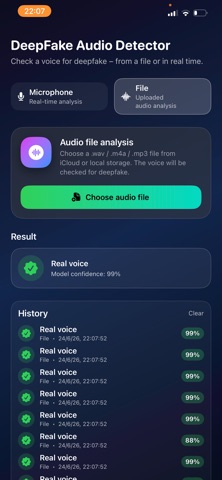 DeepFake Audio Detector iPhone screenshot