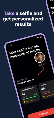 LooksMax AI Private Face Rater iPhone screenshot