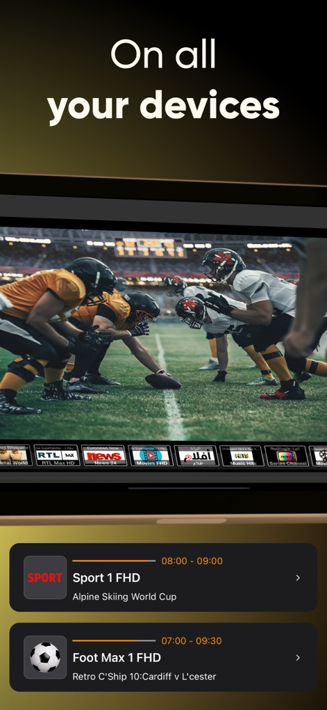 IPTV Streamer Pro - Experience your favorite content across all your Apple devices, complete with detailed program schedules and channel listings.