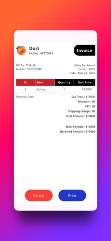 Zarathx POS screenshot