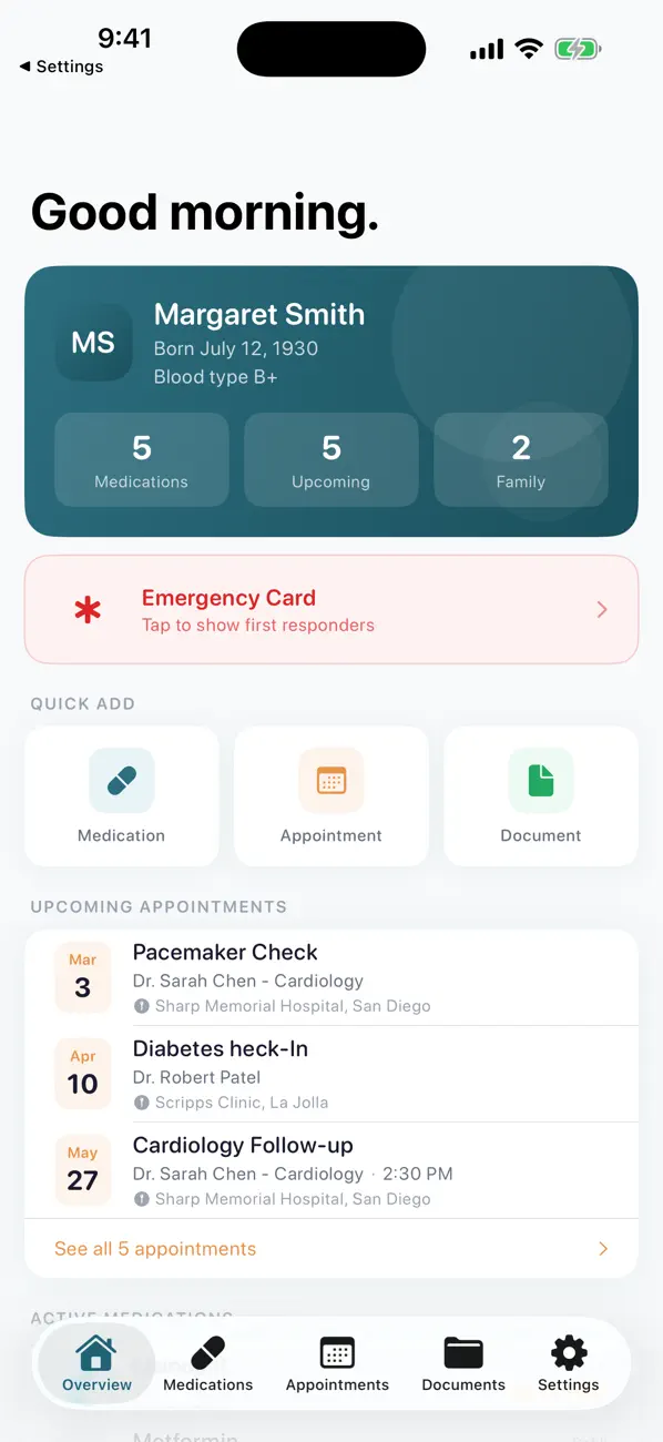Screenshot #1 pour Cared For: Family Care Manager