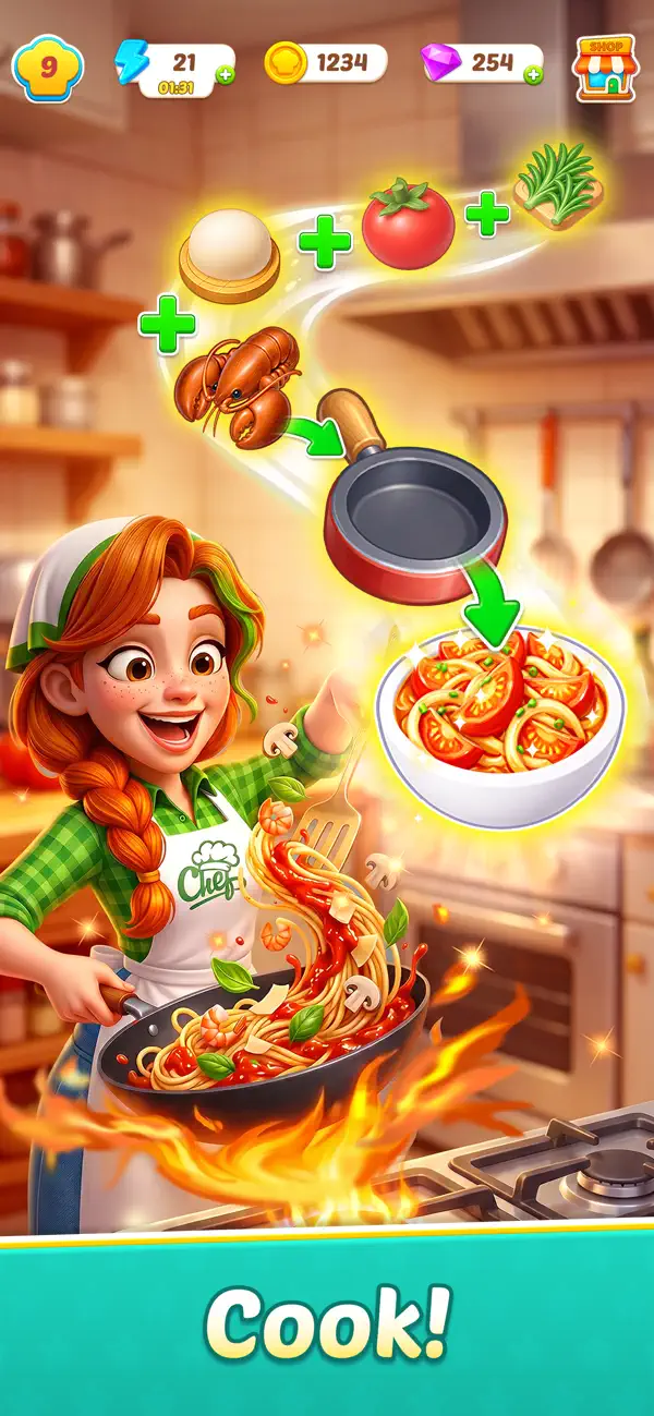 #2. Merge Kitchen - Cook & Story (iOS) De: Bigcool