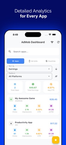Ad Revenue Tracker iPhone screenshot