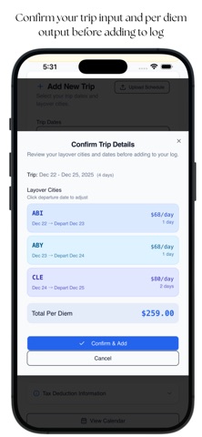 Crew Per Diem Calculator Screenshot 5 of 5