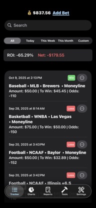 Sports Betting : Bet Tracker screenshot 1