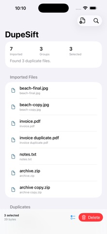 DupeSift iPhone screenshot