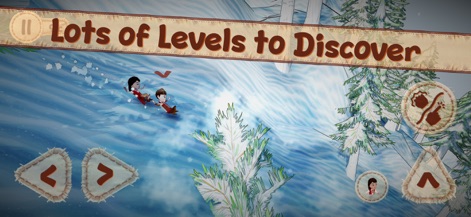 Pepelo 2: Around the World - This screenshot showcases one of the game's varied environments, featuring characters navigating a snowy landscape with unique sliding mechanics.