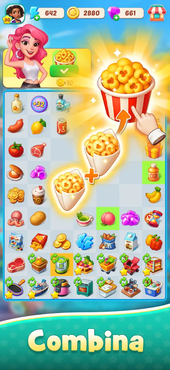 Foodstars: Merge & Cook iOS Mod IPA screenshot 2 - iOS game interface