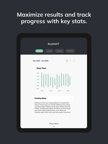 SUMMIT Fitness App iPad screenshot
