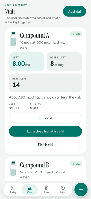 Vialmetry: Peptide Calculator screenshot 2