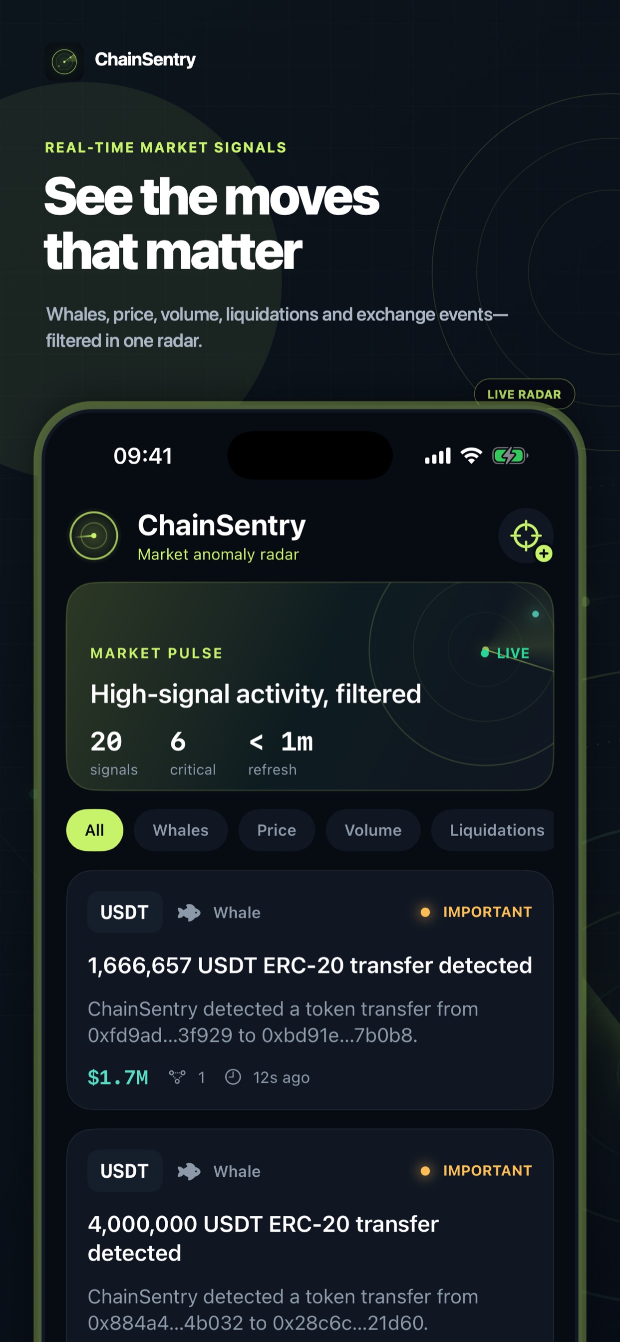 Screenshot 1 of ChainSentry: Crypto Alerts